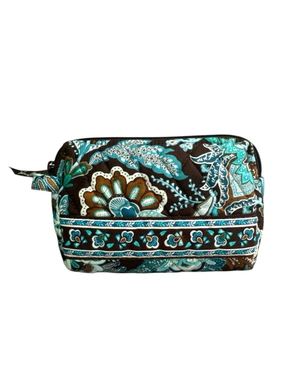 Vera Bradley Retired Java Blue Quilted Floral Cosmetic Pouch